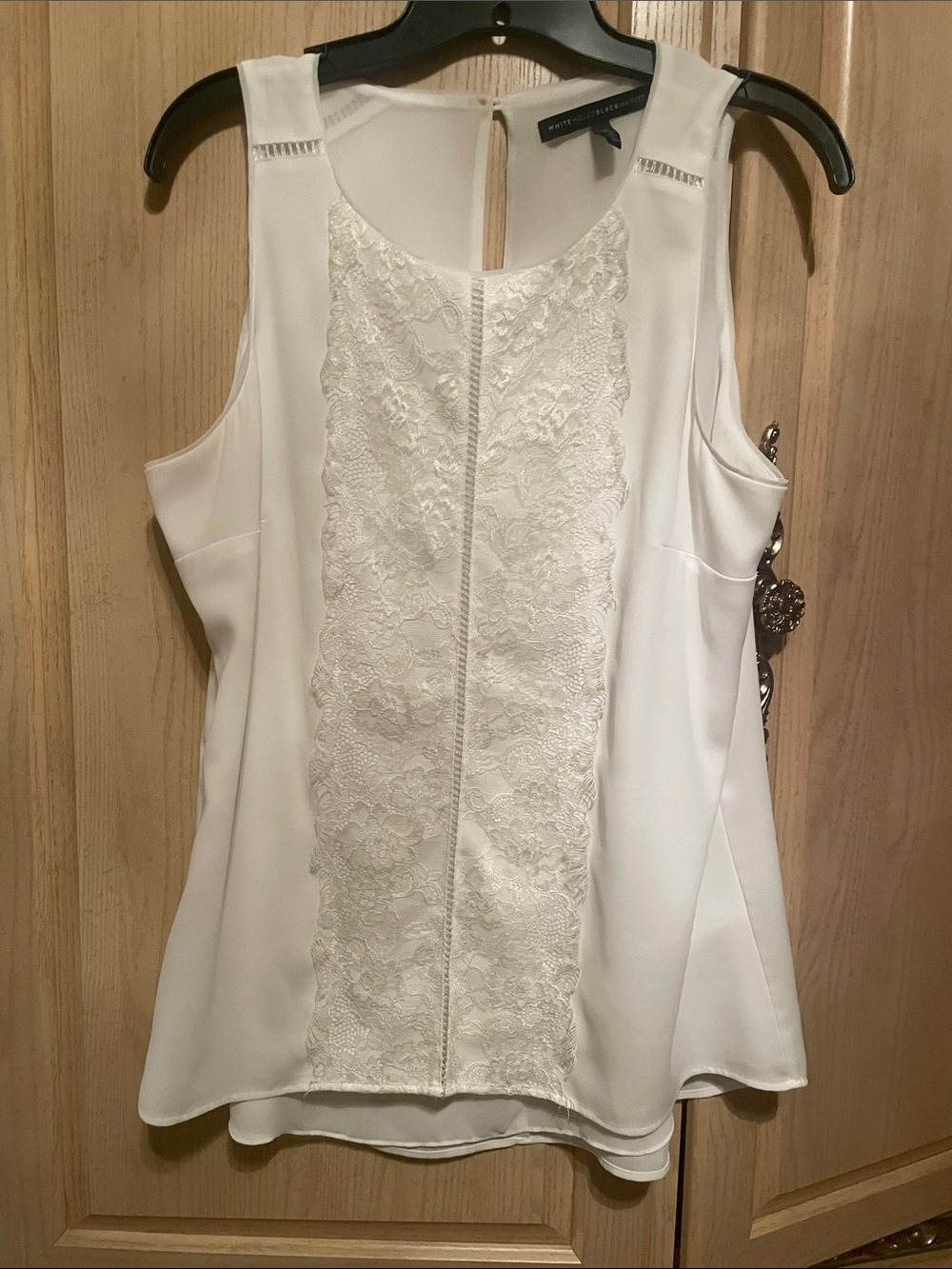 White House black market Cream Lace-Front Sleeveless Camisole